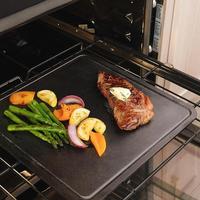 Plaque de cuisson carrée populaire en acier au carbone avec revêtement en huile végétale, écologique, 355x355mm, pour fours à gaz et micro-ondes