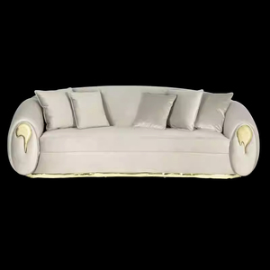 Sofá <span class=keywords><strong>Cama</strong></span> Moderno Minimalista de Alta Calidad Furnistyle, Sofá Curvo Grande de Microfibra y Cuero con Estructura de Madera Sólida para Sala de Estar - Product Image 2