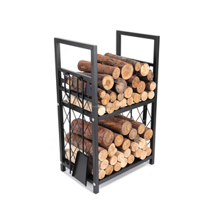Estante de Almacenamiento de Madera y Metal Resistente, Juego de 4 Herramientas <span class=keywords><strong>para</strong></span> Chimenea, Soporte <span class=keywords><strong>para</strong></span> Leños, Estante <span class=keywords><strong>para</strong></span> Leña - Product Image 4