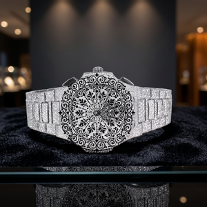 Reloj de Lujo Cuadrado de Plata con Cristal, Esfera de Moissanita, Números Romanos, Movimiento Analógico de Cuarzo CITIZEN, Resistente al Agua - Product Image 1