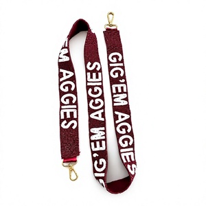 Sangle de sac bandoulière réglable en polyester avec fermoir mousqueton, motif texte Aggies, couleur marron et blanc - Product Image 1