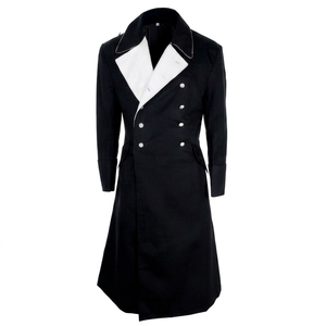 Gabardina Larga Negra Cruzada para Hombre, Estilo Blazer, Cortavientos, Ropa Exterior Formal - Product Image 1