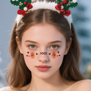 Tatouages temporaires de Noël, autocollants pour le visage, dessins animés mignons, réaliste, bonhomme en pain d'épices, flocon de neige, <span class=keywords><strong>tatouage</strong></span> imperméable pour le visage, le cou, le <span class=keywords><strong>bras</strong></span> - Product Image 4