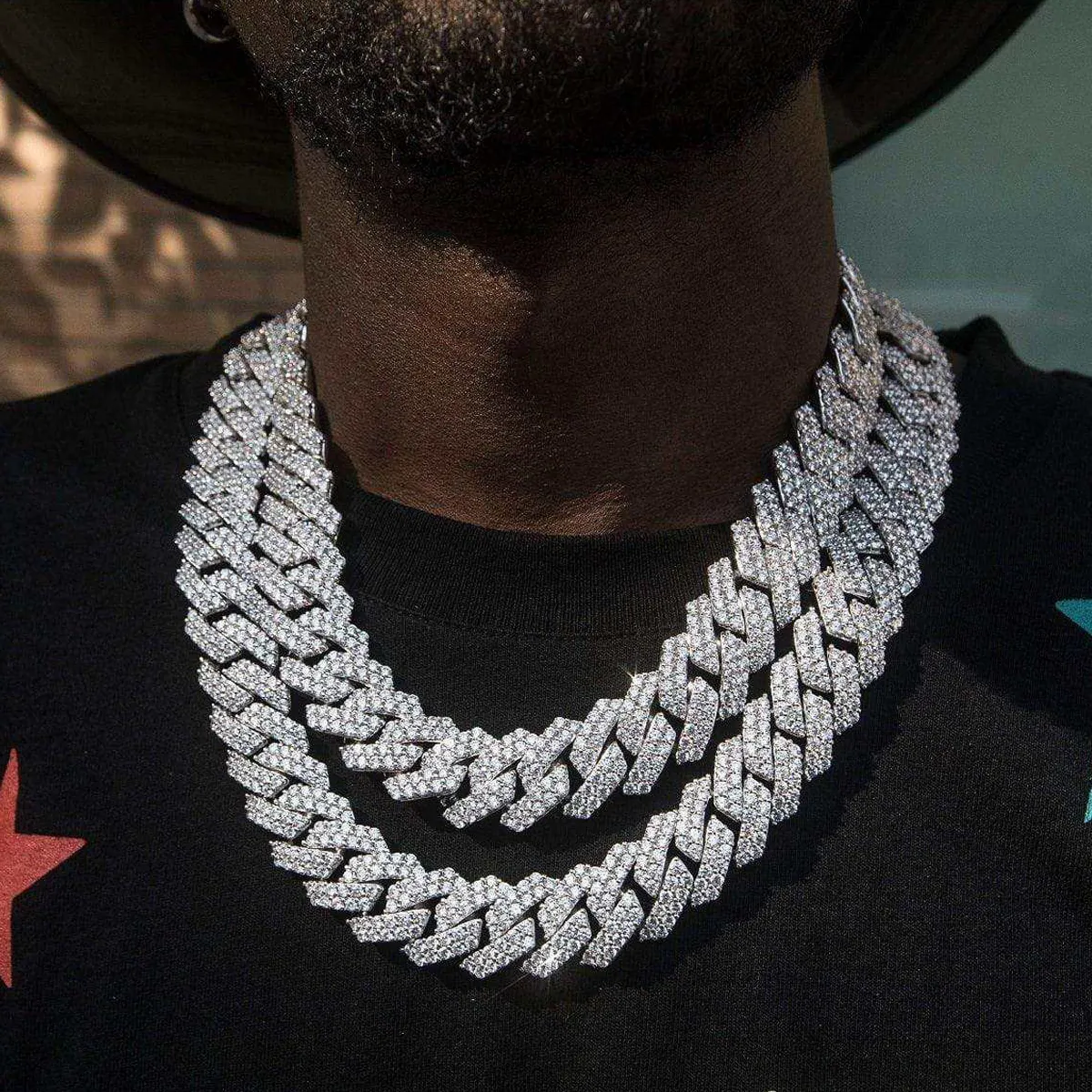 Bling Pass Diamond 925 Sterling Silver Tennis Vvs Moissanite Diamond Necklace Cuban Link Chain For Rapper Hip Hop Necklace Men