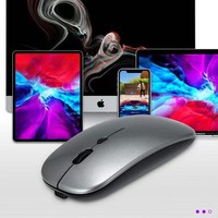 Mouse Nirkabel LED Optik Slim 2.4G Portabel USB untuk Mac Laptop Windows Backlit RGB 1600 4-Tombol ABS Stok Tersedia