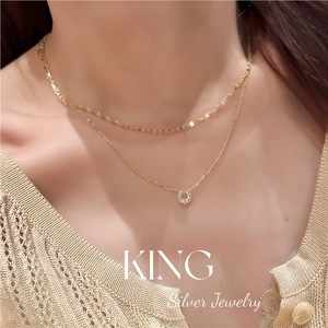Ensemble de bijoux simple et élégant en argent sterling S925 plaqué or avec moissanite, comprenant un petit collier fer à cheval, un bracelet et une bague de pinky – Idéal comme cadeau - Product Image 3