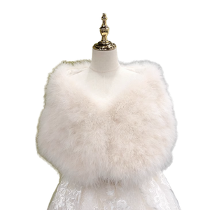 Chal de Novia para Mujer, Abrigo de Invierno con Peluche, Capa, Bufanda, Chal de Plumas Esponjosas, Estola para <span class=keywords><strong>Fiesta</strong></span>, Capa de Novia - Product Image 1
