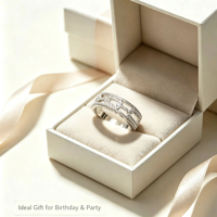 Bagues en laiton plaqué platine, pierres étincelantes élégantes pour les fêtes d'anniversaire, les mariages, les anniversaires de mariage, bijoux de mode, cadeaux