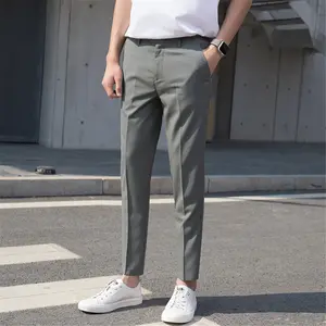 Pantalones informales transpirables para hombre, pantalón corto ajustado de estilo coreano, sin hierro, 2021