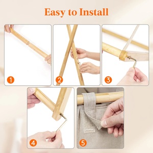 Cesto per Bucato CF 150L Grande, Ecologico, in Bambù Naturale con Struttura a X, Rimovibile <span class=keywords><strong>e</strong></span> Pieghevole, 3 Scomparti per <span class=keywords><strong>Bagno</strong></span> - Product Image 6