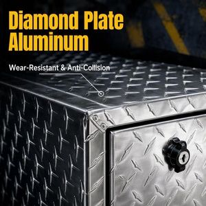 Aluminum Alloy <b>Tool</b> <b>Box</b> Lockable Storage Case Diamond Plate Finish Secure <b>Lock</b> Smooth Sliding Front Label - Product Image 3