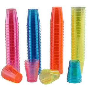 Disposable Hard Plastic Shot Glasses, Neon 1oz - Fun Glow in the Dark Bright Colors, Heavy Duty & Reusable Party Shot Cups