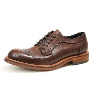 Zapatos de Vestir Formales para Hombre, de Cuero Vacuno, con Punta Cuadrada, con Cordones, Transpirables, Antideslizantes, Duraderos, Clásicos, Tipo Brogue - Product Image 1
