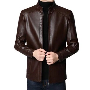 Giacca di pelle sintetica spessa foderata in pile per papà di mezza età cappotto invernale <span class=keywords><strong>collo</strong></span> di <span class=keywords><strong>pelliccia</strong></span> per motociclismo taglie forti accogliente per gli uomini - Product Image 5