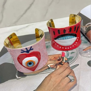 Alla moda bracciali aperti a forma di goccia colori ad olio <span class=keywords><strong>grande</strong></span> malocchio con bracciali aperti 18k placcato oro set di braccialetti di gioielli da donna - Product Image 2