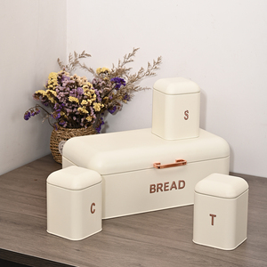 Boîte à pain et bidon en métal blanc pour la maison et la cuisine - Product Image 2