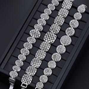 Bracelet JXX en laiton plaqué argent, style hip-hop ajouré, chaîne à maillons pour hommes, vente en gros usine - Product Image 1