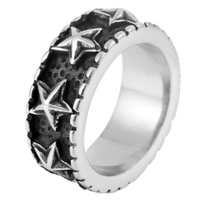 yunnique <b>Titanium</b> Steel Men's <b>Ring</b> Five Pointed Star Design Silver Color Gift Jewelry Geometric Pattern Fashion <b>Ring</b> - Product Image 5