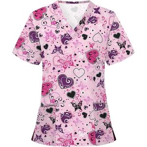 Blusa <span class=keywords><strong>da</strong></span> <span class=keywords><strong>donna</strong></span> con stampa a maniche corte in cotone divisa <span class=keywords><strong>da</strong></span> infermiera in poliestere - Product Image 5