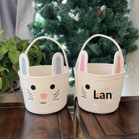 Panier-cadeau de Pâques rond Linyi, directement de l'usine, avec design transfrontalier, sac fourre-tout en corde de coton et sac à bonbons en forme d'œuf, modèle X-90