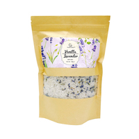 200g Pied Tremper Pur Vegan Minéral Marque Privée Spa Cadeau Sels De Bain avec Fleurs Sel dans Un Sac En Papier
