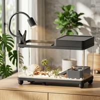 Terrarium pour reptiles entièrement scellé, avec plateforme de basking, durable, pour gecko, serpent, décoration de bureau, compatible OEM/ODM.