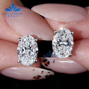 IGI Certified 0.5CT 1.5CT 2.0CT 14K 18K Blanco Amarillo Oro sólido DEF VVS-VS1 Oval Lab Grown Diamond Solitaire Stud Pendientes - Product Image 5