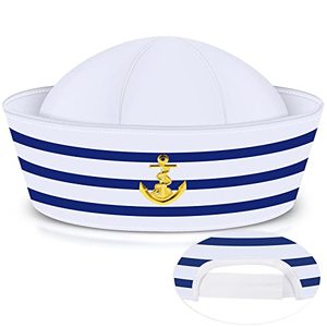 <span class=keywords><strong>Casquette</strong></span> de <span class=keywords><strong>capitaine</strong></span> de marine blanche pour enfants et hommes, accessoires de costume pour Halloween - Product Image 1