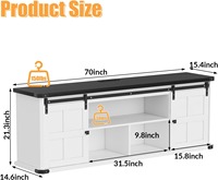 Mueble de TV de Madera Estilo Rústico con Gran Espacio de Almacenamiento para TV de 75 Pulgadas, Centro de Entretenimiento Moderno con Puertas Corredizas Tipo Granero