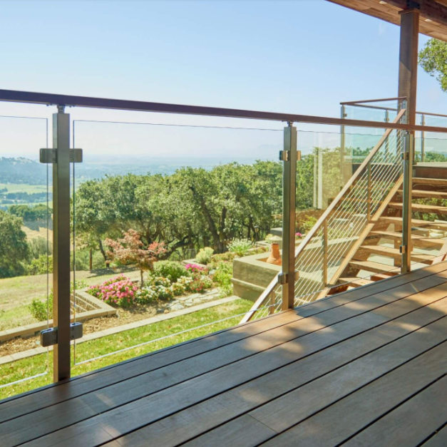 Balcone E Scala Corrimano Senza Cornice di Design In Acciaio Inox Canale Ringhiera In Vetro