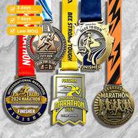 Médaille de marathon 3D personnalisée en alliage de zinc, récompense sportive pour la course à pied, médailles métalliques personnalisées avec ruban pour les événements de tournoi