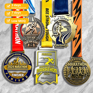 Medalla de Maratón 3D Personalizada, Medalla Deportiva de Aleación de Zinc, Premio de Carrera, Medallas Metálicas Personalizadas con Cinta para Eventos y Torneos - Product Image 1