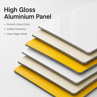 Échantillon de panneau composite en aluminium (ACP) Alucobond brillant 3mm 4mm PVDF pour revêtement mural intérieur et cloison de plafond 20x30cm