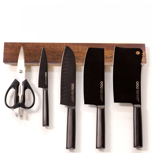 Bloc porte-<span class=keywords><strong>couteau</strong></span> magnétique à montage mural, bandelettes américaines, noir, noyer bloc organiseur de rangement de cuisine à 5 couteaux de 13 pouces - Product Image 5