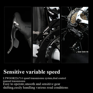 Bicicleta Urbana de Carreras de Carretera de Aleación de Aluminio, 14 Velocidades, Freno de Disco Mecánico de Doble Pistón, Rueda 700C, Modelo Curvo de Alta Resistencia, Hardtail - Product Image 3