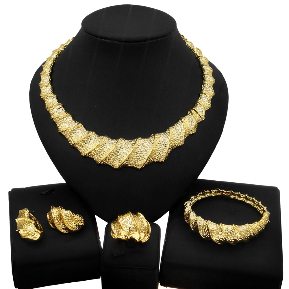 Zhuerrui Fashion Necklace Jewelry Set Brazil 24K Gold Ladies