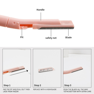 Outils de maquillage beauté, taille mini pour voyage, tondeuse à sourcils pour femmes, rasoir pour poils du visage, épilation partielle des sourcils avec capuchon de sécurité - Product Image 3