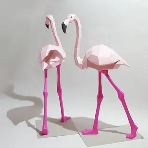 Resina moderna artesanal decorativa estátua de flamingo de fibra de vidro escultura de animal