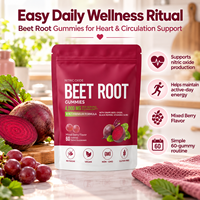 Gummies de Betterave à Marque Blanche OEM avec CoQ10, Pépins de Raisin et Oxyde Nitrique en Sachet pour le Soutien Énergétique Cardiaque – 60 Gummies Véganes