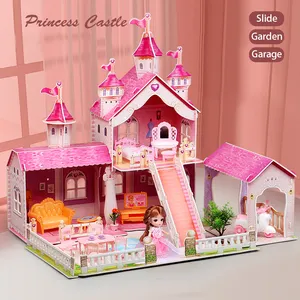 juego de dormitorio muñeca barbie Suppliers-Casa de muñecas de 10 dormitorios, casa de muñecas de juegos de madera con accesorios para mayores de 3 años, Multicolor