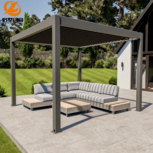 Pergola contemporaine minimaliste en alliage d'aluminium, structure robuste, imperméable, faible entretien, pour <span class=keywords><strong>terrasse</strong></span> urbaine, petit jardin - Product Image 5