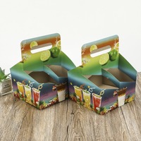Porte-gobelets personnalisé en carton pour 4 boissons avec poignée, plateau à emporter pour boissons, kraft écologique