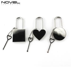 Wholesale Fashion DIY Sublimation Blank Metal Locks Zinc Alloy Lock Customized Metal Locks Heart & Square & Round Shapes Locks - Product Image 4