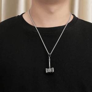 Pendentif Marteau de Thor en Acier Inoxydable, Collier Rétro Hip Hop Rock pour Homme, Bijou Cadeau - Product Image 4