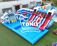 Parc d'attractions gonflable commercial personnalisé pour adultes et enfants, jeux aquatiques extérieurs, piscine, jeux aquatiques, parc à thème en vente