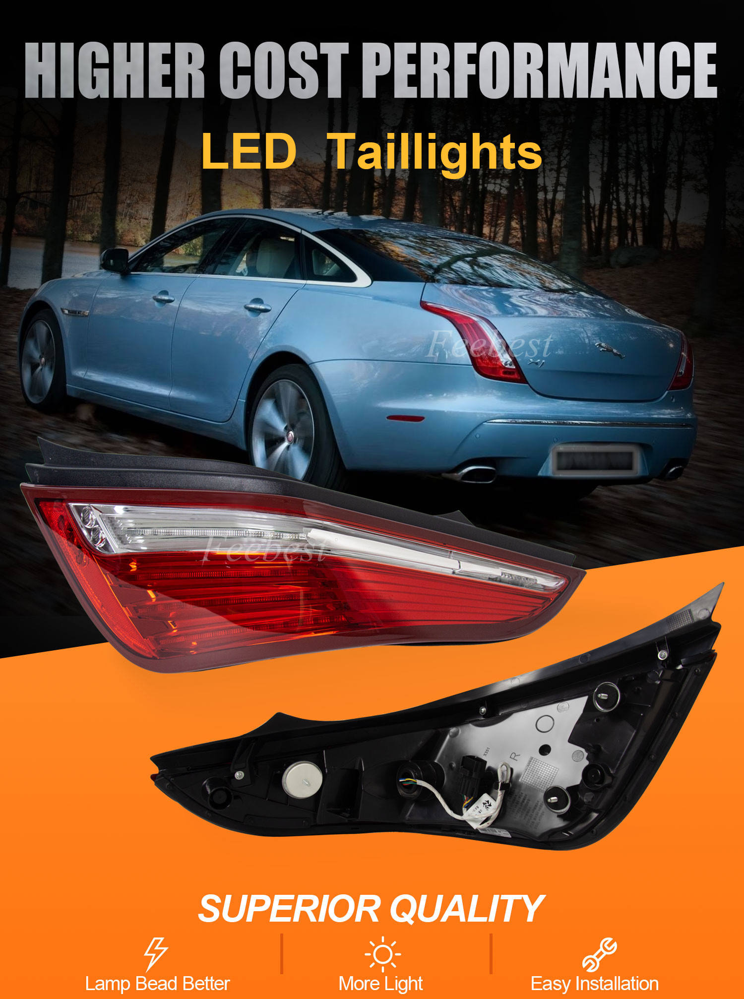 Jaguar Xj Xf Xe Led Tail Lights Red Rear Oem Replacement | Wholesale