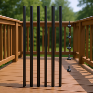 Barandillas de aluminio de 32 pulgadas x 0.75 pulgadas para escaleras exteriores, porche, y espigas de madera compuesta. - Product Image 2