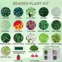 Kit de perles en verre vert pour plantes, perles en forme de feuilles et de fleurs pour la création de bijoux et l'artisanat DIY