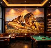 Papier peint mural personnalisé, motif animal africain lion, papier peint vintage pour salon, chambre à coucher, décoration murale intérieure commerciale
