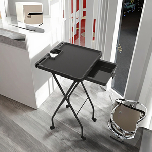 Modelling Division Equipment Plastic Beauty Salon Trolley Foldable 4-Wheel <b>Tray</b> with Magnetic Bowls Home Use - Product Image 4